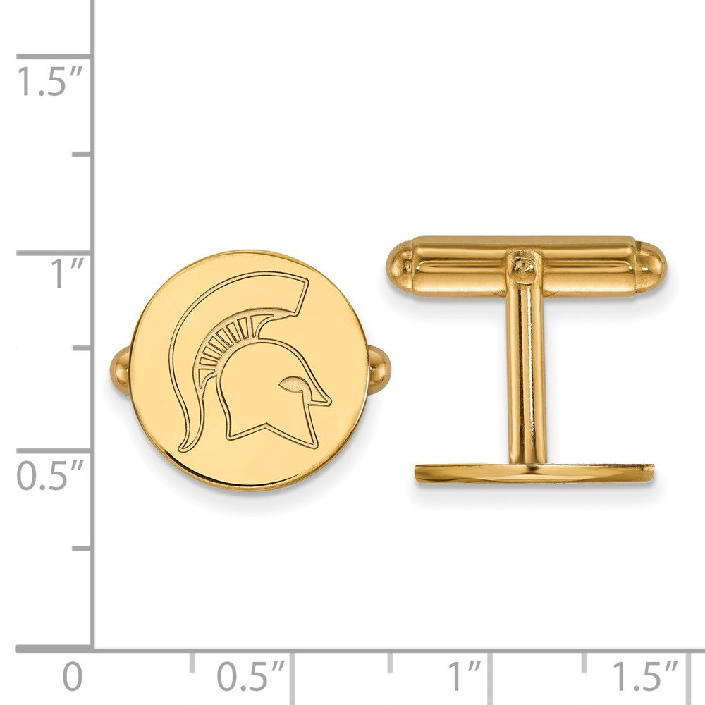 14K Gelbgold Gold Logoart Michigan State University Spartan Manschette Knöpfe