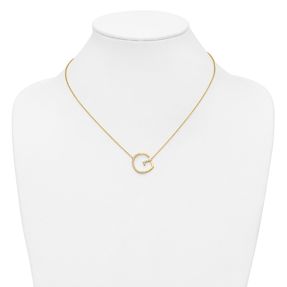14K Gelbgold Seitlich Diamant Initiale G 18 Zoll Halskette