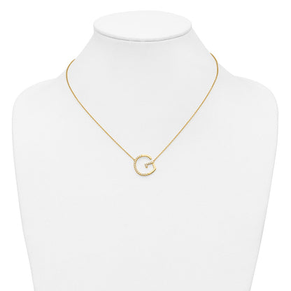 14K Gelbgold Seitlich Diamant Initiale G 18 Zoll Halskette