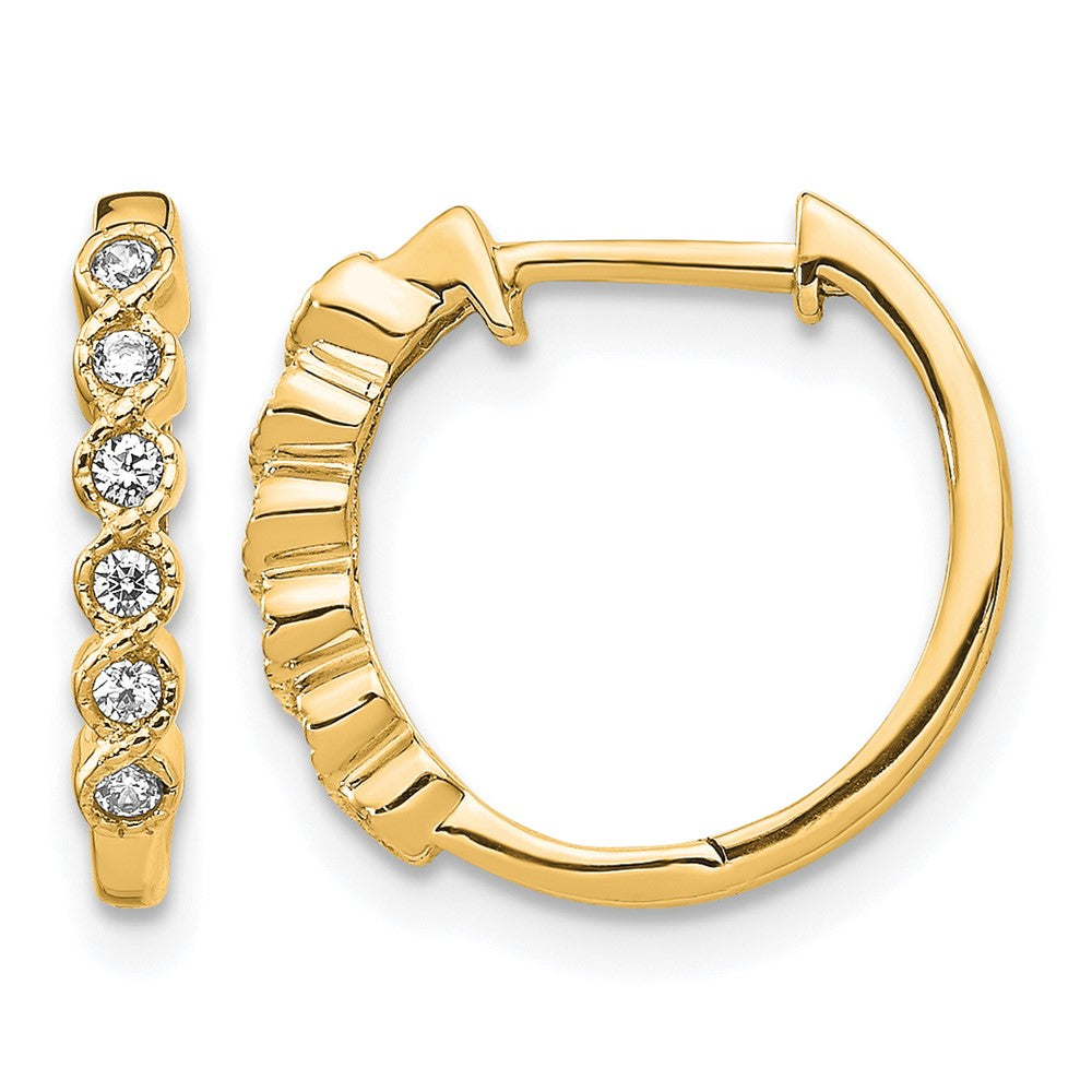 14K Gelbgold Creolen mit Scharnier und 0,125 Karat Diamanten