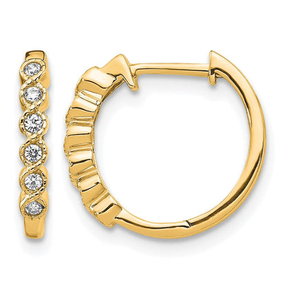 14K Gelbgold Creolen mit Scharnier und 0,125 Karat Diamanten