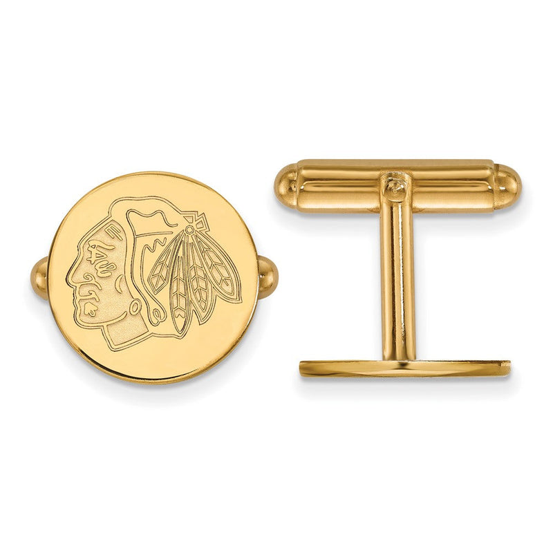 14K Gelbgold Gold Nhl Logoart Chicago Blackhawks Manschette Knöpfe