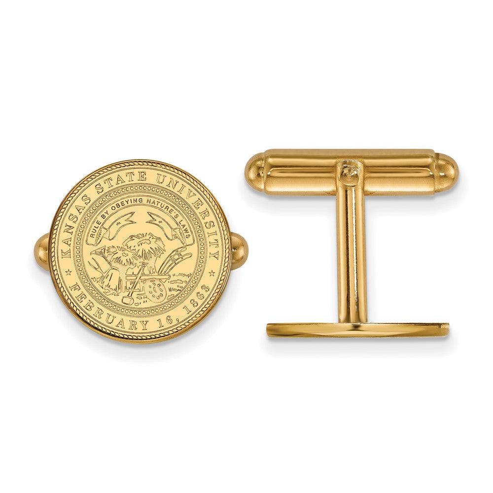 14K Gelbgold Gold Logoart Kansas State University Wappen Manschette Knöpfe