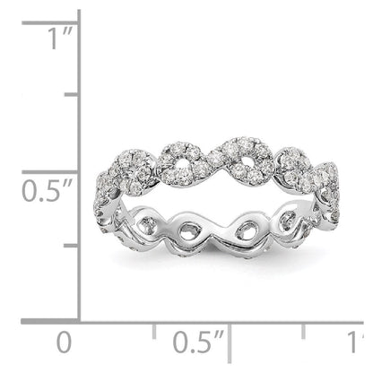 14K Weißgold Poliert Unendlichkeit Shared U Krappen Größe 7.5 Diamant Memoire B