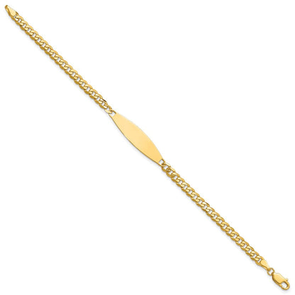 14K Gelbgold Poliert Massiv Kette/solid Platte Flach Panzer Glieder 29.5x8mm Platte Id Armband