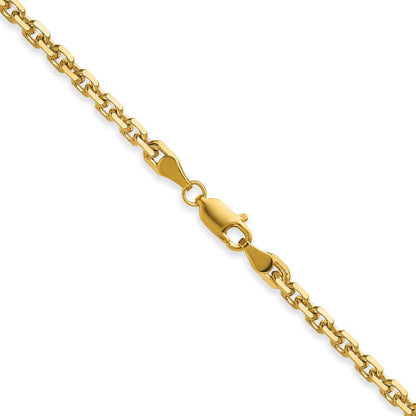 14K Gelbgold 3.25mm Diamantiert French Glieder Halskette