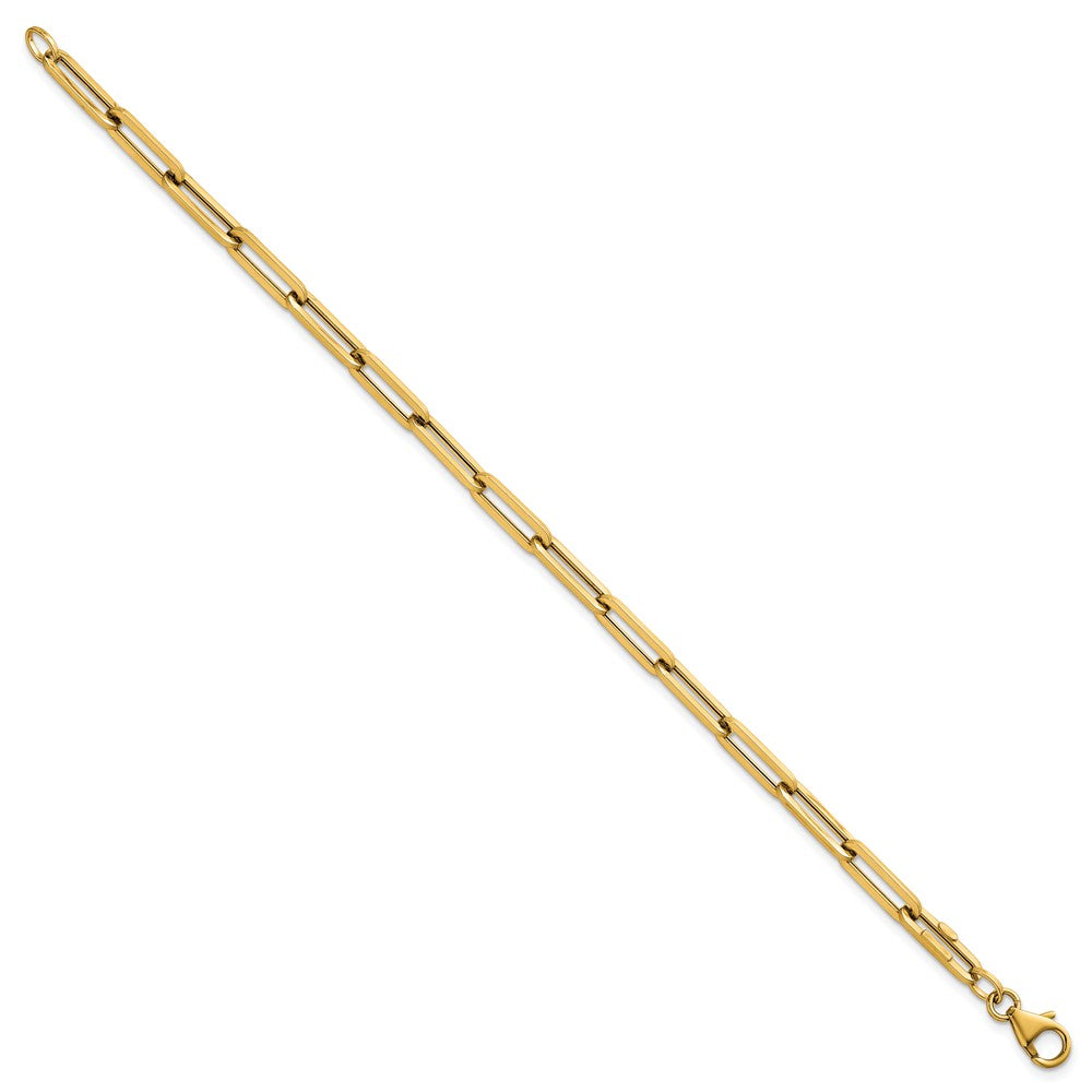 14K Gelbgold Poliert 4.3mm Büroklammer Glieder 7.5 Zoll Armband