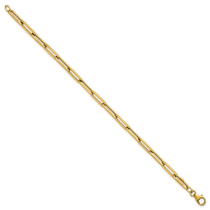 14K Gelbgold Poliert 4.3mm Büroklammer Glieder 7.5 Zoll Armband
