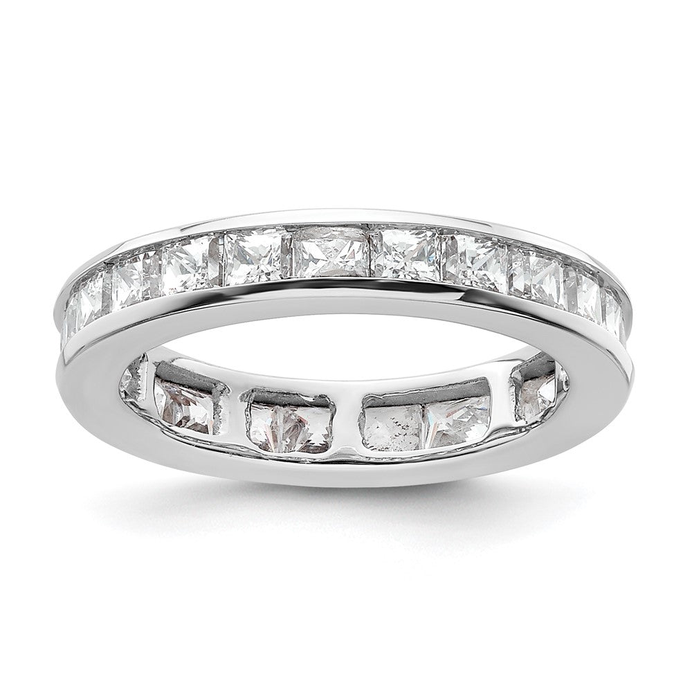 14K Weißgold Poliert Größe 4 Kanalfassung-set 2 Karat Princess Diamant Komplett Memoire Ehering Ring