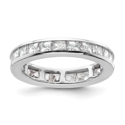 14K Weißgold Poliert Größe 4 Kanalfassung-set 2 Karat Princess Diamant Komplett Memoire Ehering Ring