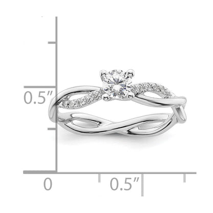 14K Weißgold Criss-Cross Verlobungsring, Semi-Mount, 0,125 ct. Diamant (für 0,25K (4,1 mm) runden Mittelstein)