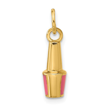 14K Gelbgold Charm Nagellackflasche rosa emailliert