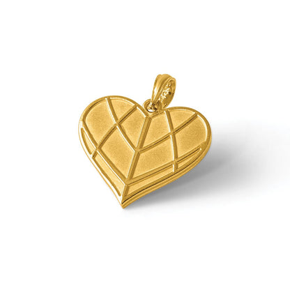 14K Gelbgold Polierter Gerillter Herz-Anhänger