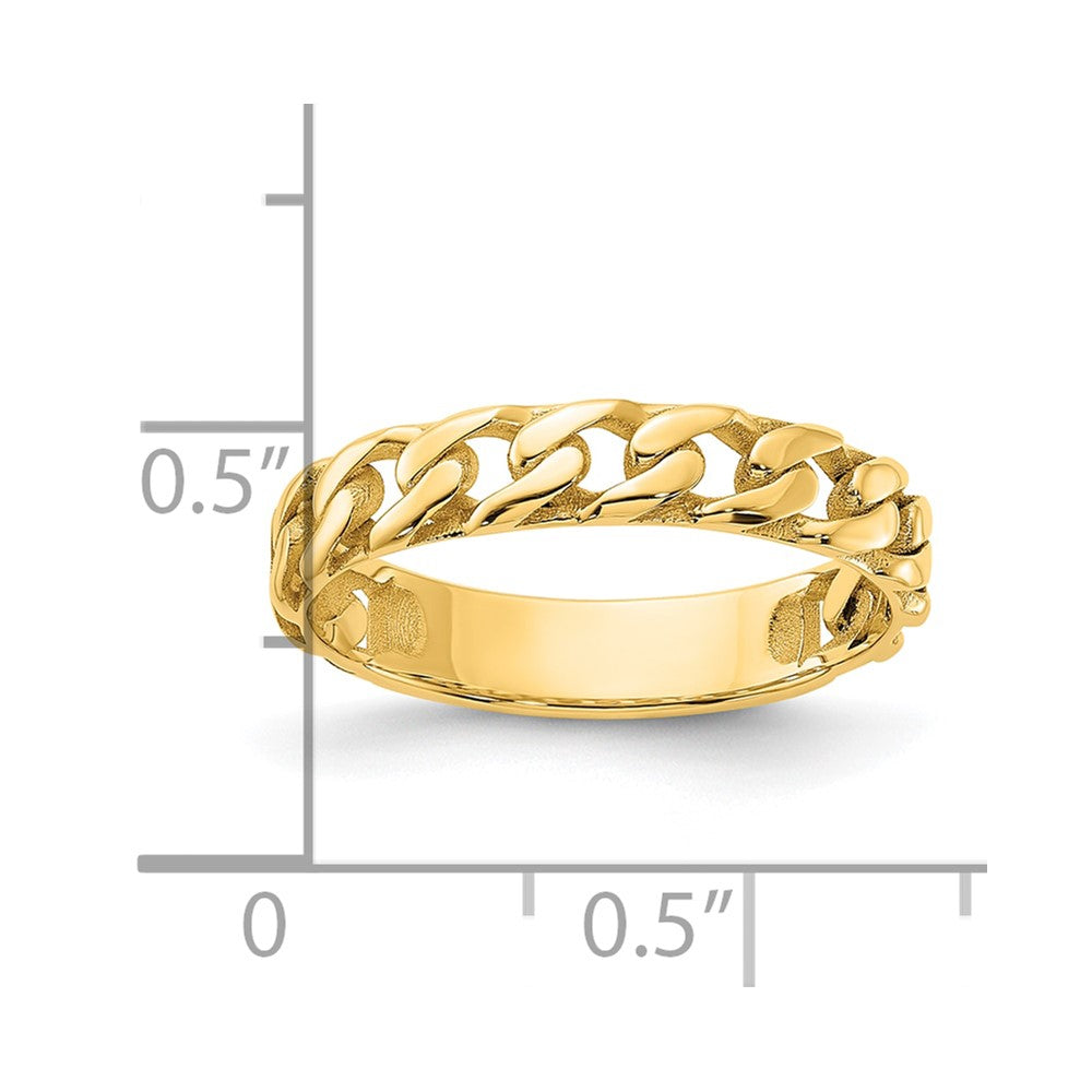 14K Gelbgold Poliert 4mm Panzer Glieder Ring