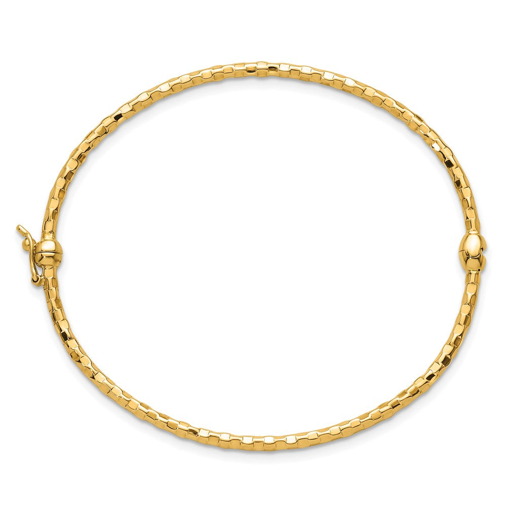 14K Gelbgold Poliert Diamantiert 2.20mm Klappbar Oval Armreif Armband