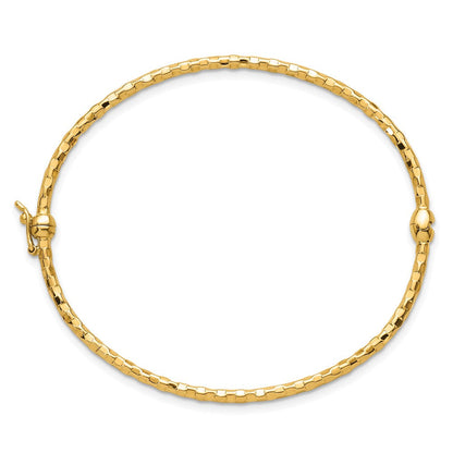 14K Gelbgold Poliert Diamantiert 2.20mm Klappbar Oval Armreif Armband