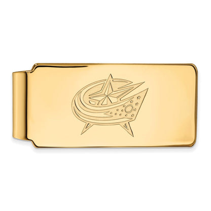 14K Gelbgold Gold Nhl Logoart Columbus Blau Jacken Geldklammer