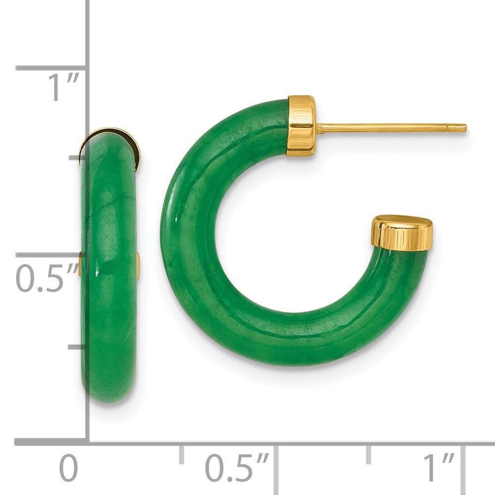 14K Gelbgold Poliert 3.8mm Jade Stecker C- Creolen