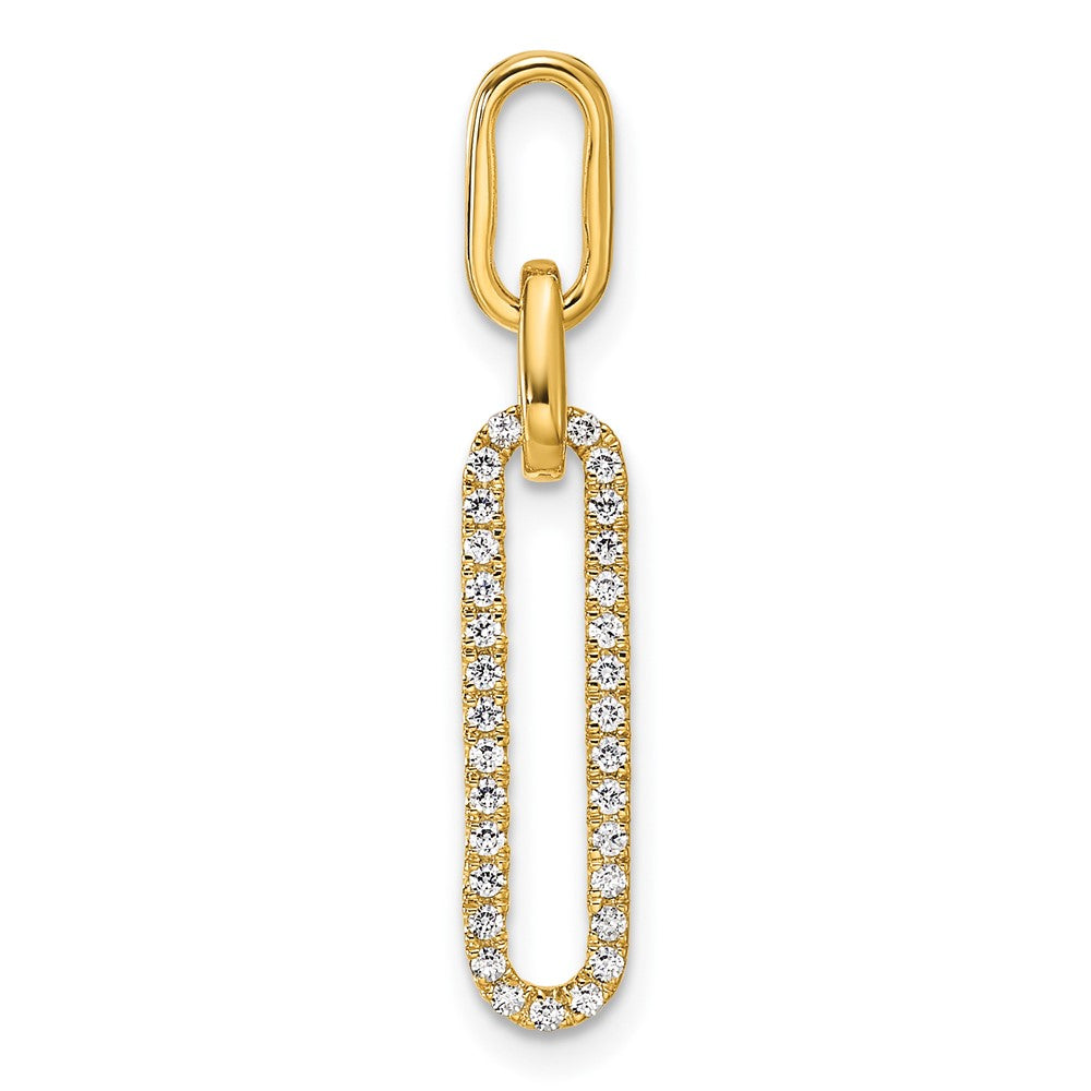 14K Gelbgold Polierter Anhänger mit Büroklammer-Glieder-Design und 0,16 Diamant** Falls präziser die 0,17-Karat-Angabe beibehalten werden soll: **14K Gelbgold Polierter Anhänger mit Büroklammer-Glieder-Design und 0,166 ct. Diamant