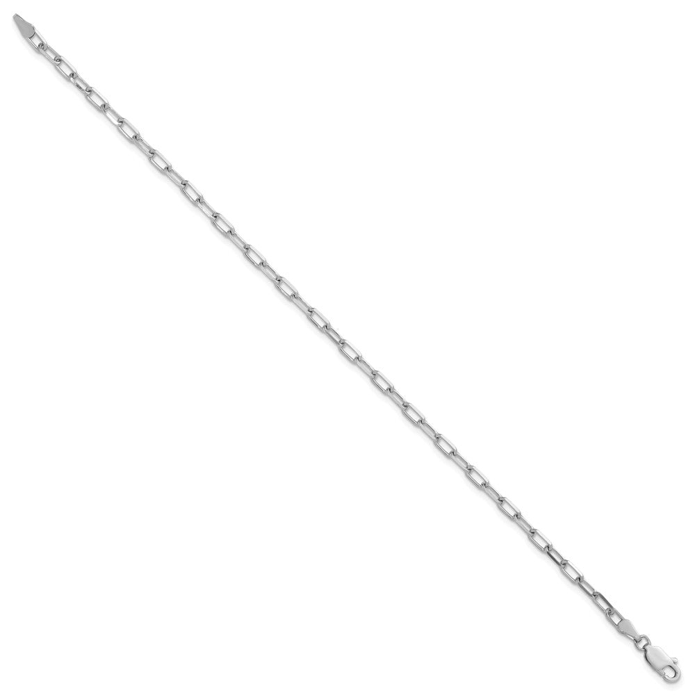 14K Weißgold 3.0mm Massiv Abgeschrägt Büroklammer Gliederarmband