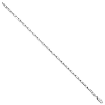 14K Weißgold 3.0mm Massiv Abgeschrägt Büroklammer Gliederarmband