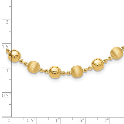 14K Gelbgold Poliert und Satiniert 5.5mm Gewölbt Kreise 17.75 Zoll Halskette
