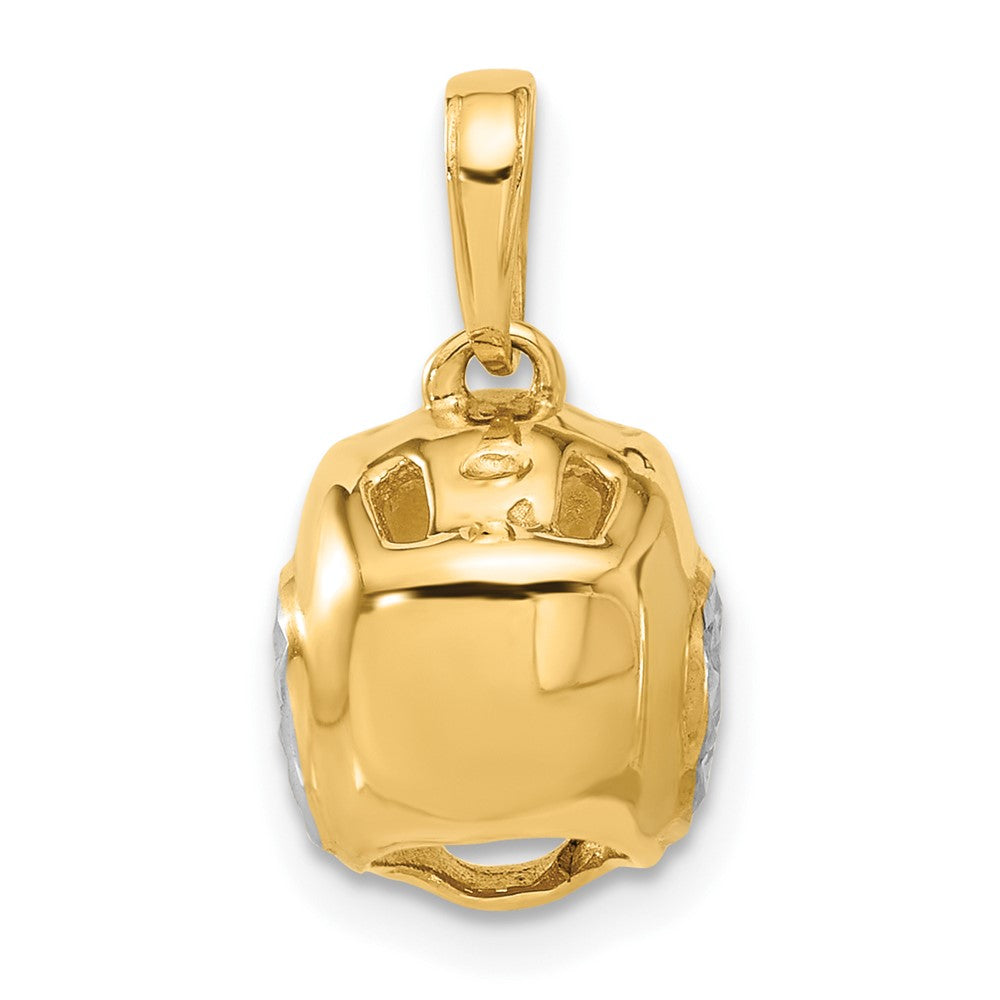 14K Gelbgold und Rhodium diamantgeschliffener Ringer-Helm-Anhänger