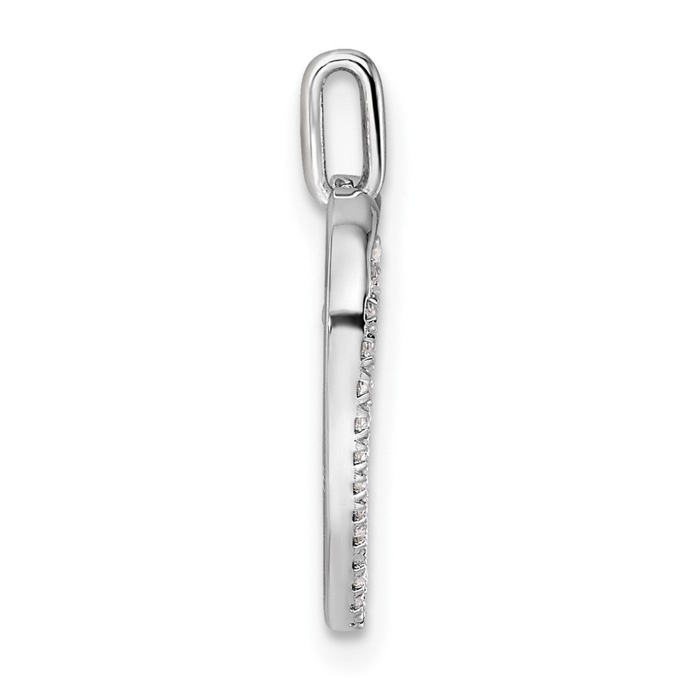 14K Weißgold Anhänger Herz-Kreuz mit 0,17 ct. Diamant, poliert, hängend