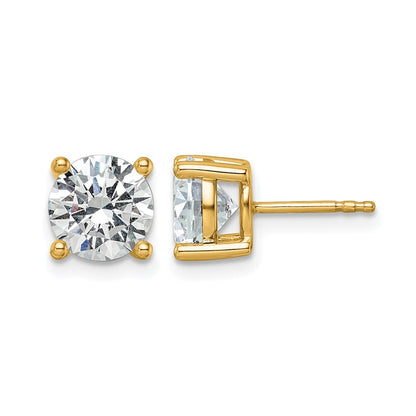 14K Gelbgold Ohrstecker mit 3K zertifizierten, im Labor gezüchteten Diamanten, VS/SI+ G+, rund, Vierzacken-Fassung, komplett, leichtgewichtig