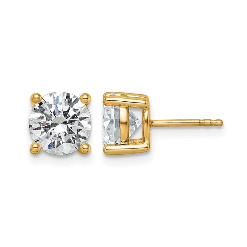 14K Gelbgold Ohrstecker mit 3K zertifizierten, im Labor gezüchteten Diamanten, VS/SI+ G+, rund, Vierzacken-Fassung, komplett, leichtgewichtig