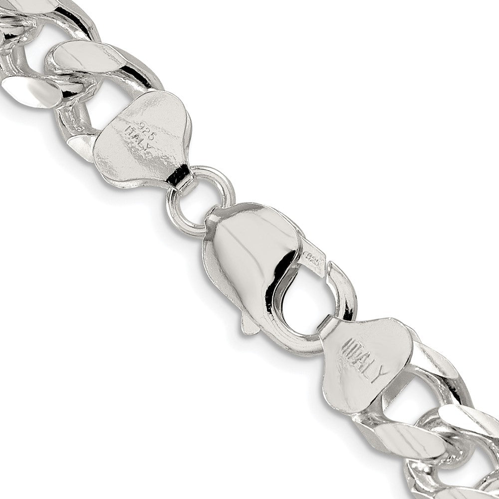 Sterlingsilber Rhodiniert 10.5mm Gewölbt mit Seite Diamantiert Panzer Halskette
