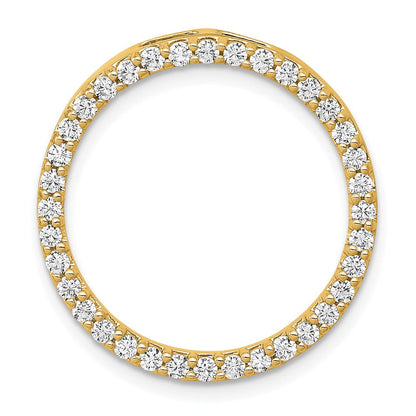 14K Gelbgold Poliert 3/4 Karat Diamant Kreis Kette Anhänger