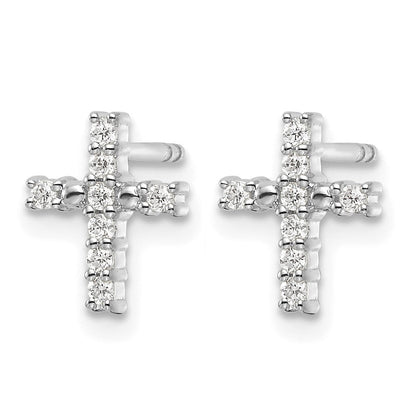 14K Weißgold Diamant-Kreuz-Ohrstecker, poliert