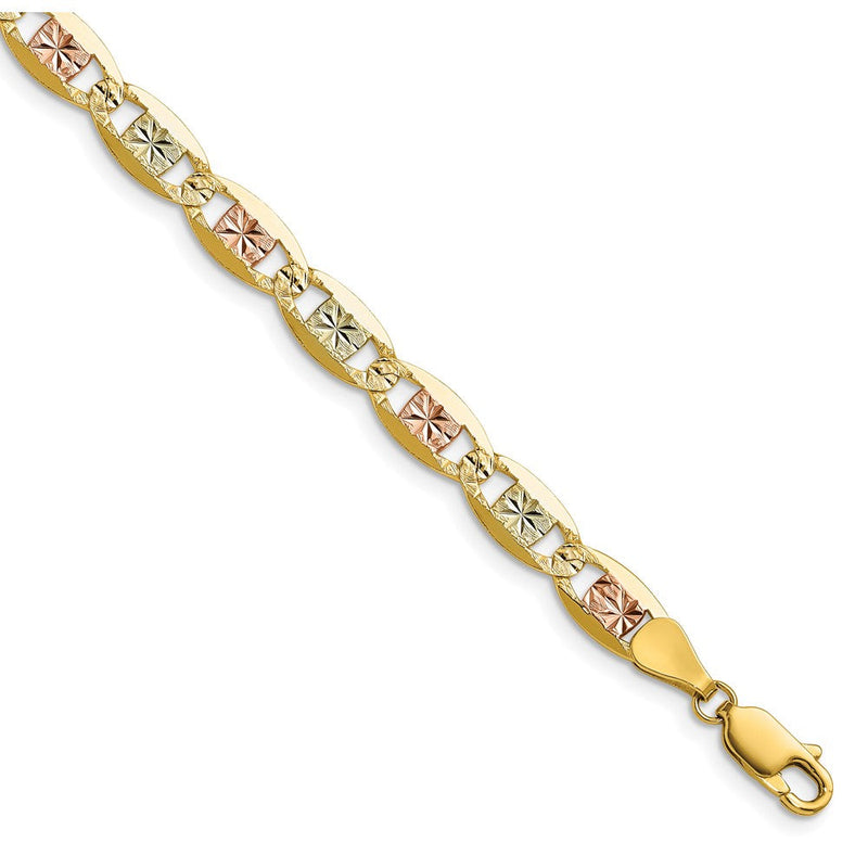 14K Tricolor Gold 6.1mm Tricolor Gold Pavé‚ Valentino Gliederarmband