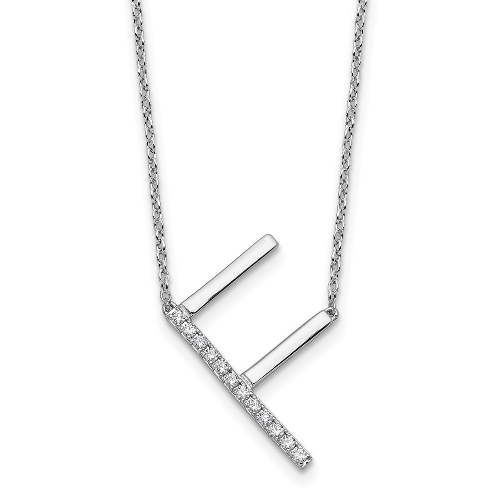 14K Weißgold Seitlich Diamant Initiale F 18 Zoll Halskette