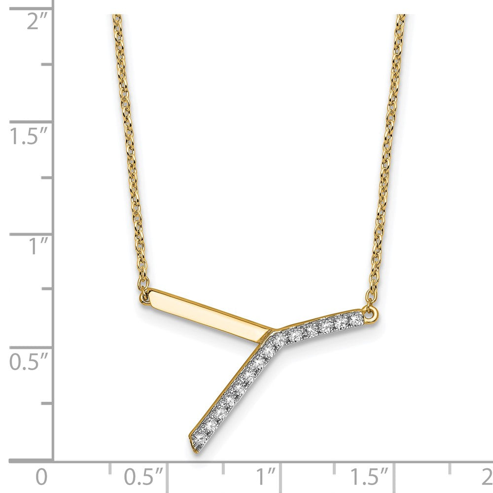 14K Gelbgold Seitlich Diamant Initiale Y 18 Zoll Halskette