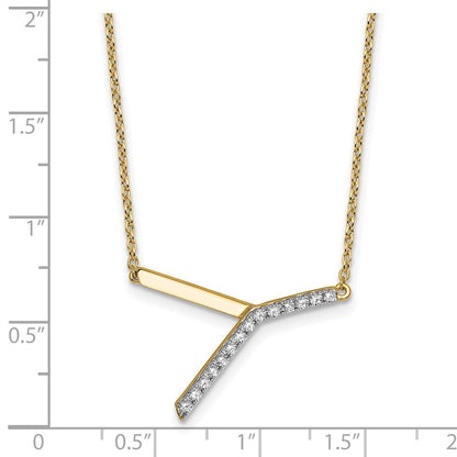14K Gelbgold Seitlich Diamant Initiale Y 18 Zoll Halskette