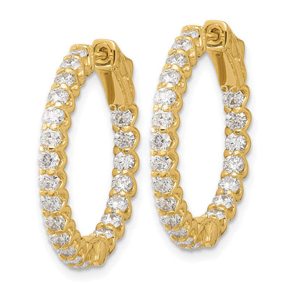 14K Gelbgold 2.1 Karat Diamant In/out Creole mit Sicherheits Verschluss Ohrringe