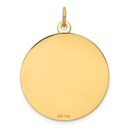 14K Gelbgold Happy Jahrestag Blau und Rot Zirkonia mit Bells 25mm Gravierbar Plättchen Charm