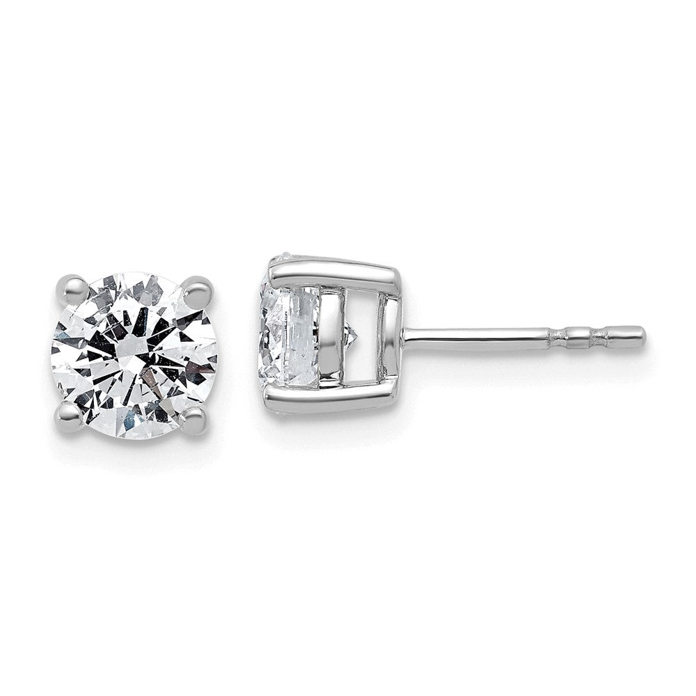 14K Weißgold Ohrstecker mit 2K Labor-Diamant VS+ F+ im Rundschliff, komplette Vierzacken-Fassung, leichtgewichtig