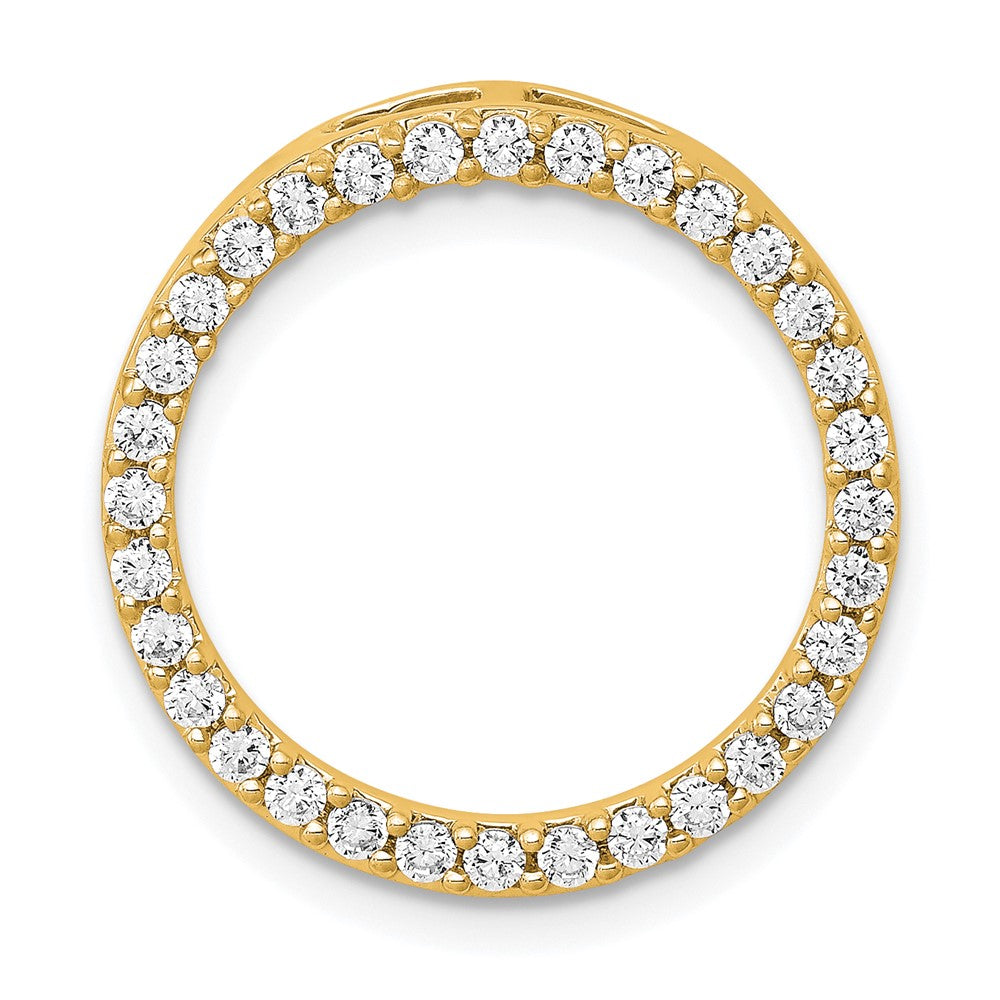 14K Gelbgold Poliert 1/2 Karat Diamant Kreis Kette Anhänger