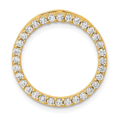 14K Gelbgold Poliert 1/2 Karat Diamant Kreis Kette Anhänger