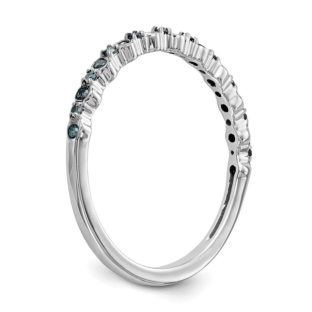 14K Weißgold Ehering mit 0,10 ct. blauen Diamanten, komplett