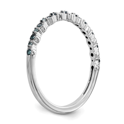 14K Weißgold Ehering mit 0,10 ct. blauen Diamanten, komplett