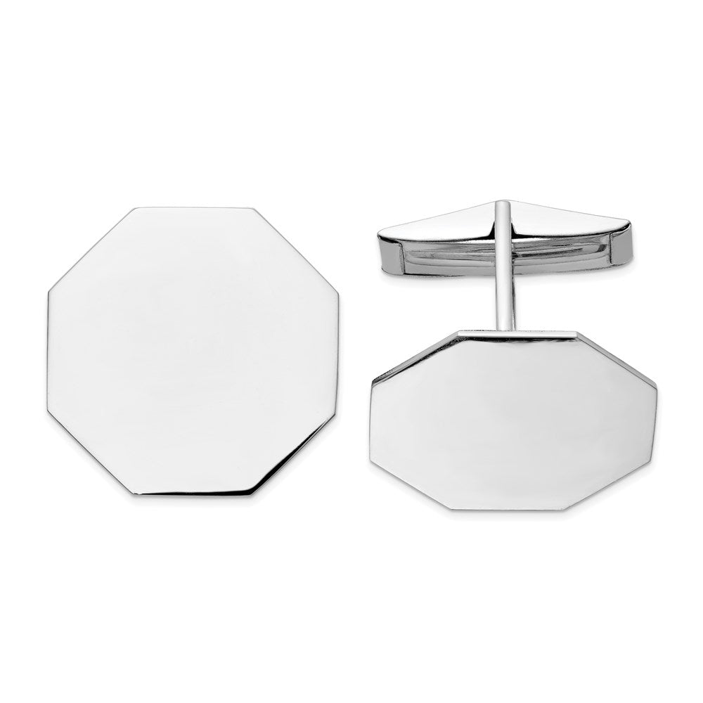 14K Weißgold Herren Octagonal Manschette Knöpfe