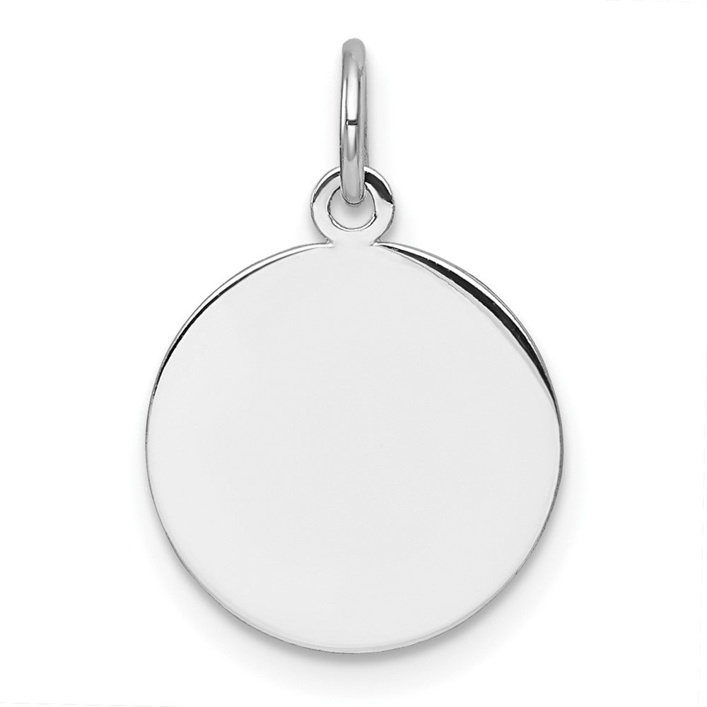 14K Weißgold Schlicht Rund Gravierbar Plättchen Charm