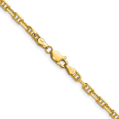 14K Gelbgold 3.5mm Diamantiert Marine Anker Halskette