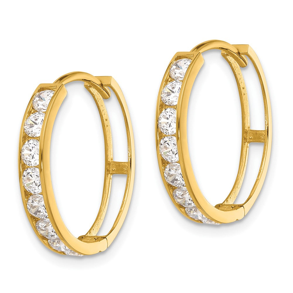 14K Gelbgold Poliert Zirkonia 4x20mm Huggie Creolen