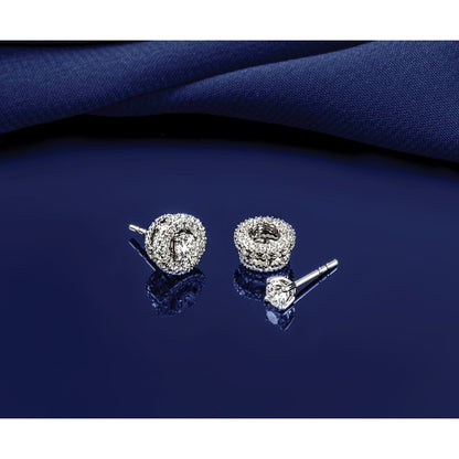 14K Weißgold Ohrstecker mit 1K im Labor gezüchtetem Diamant, rund, VS/SI+ G+, komplette Vierzack-Fassung, leichtgewichtig
