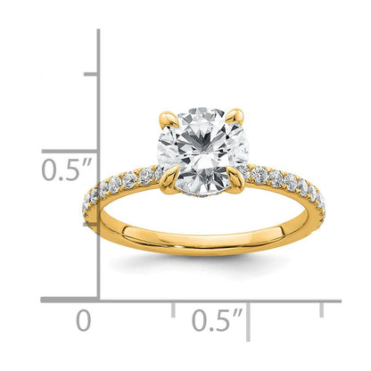 14K Gelbgold Solitär-Verlobungsring "Flair" mit 2 ct. zertifiziertem, im Labor gezüchtetem rundem Diamanten VS/SI+ G+